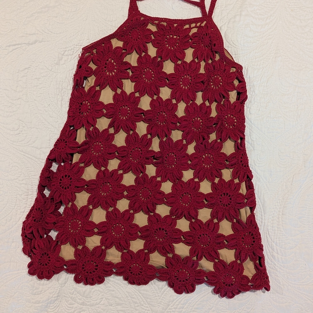 Free People Deep Burgundy Sleeveless Sundress with Halter Neck for Cocktail